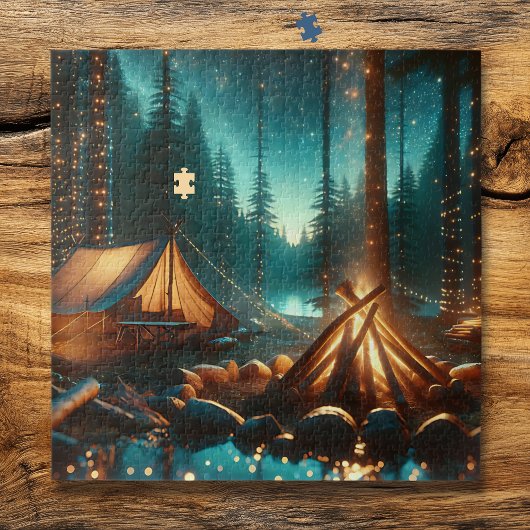 Camping-Site mit Hübschen Leuchten Puzzle