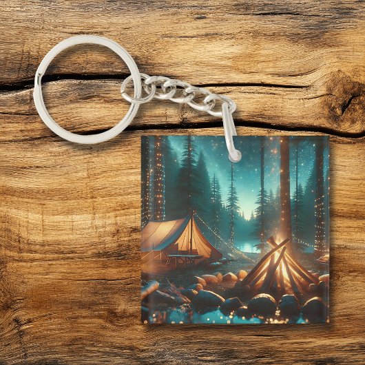 Camping-Site mit Hübschen Leuchten Schlüsselanhänger