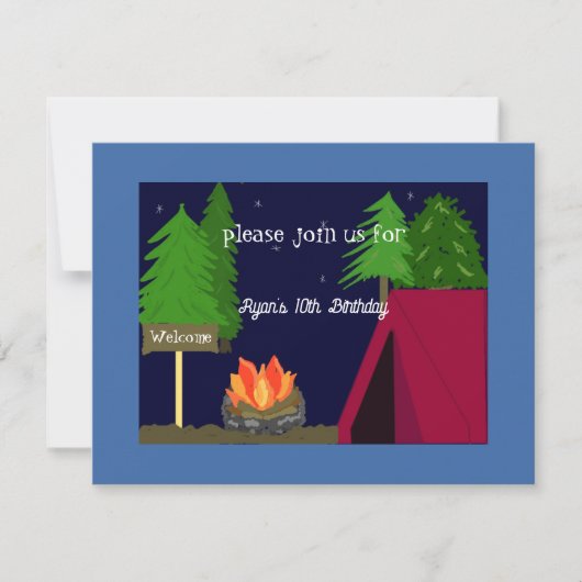 Camping Sleepover Geburtstagsparty Einladung (Vorderseite)