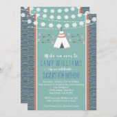 Camping Sleepover Junge Geburtstag Einladung (Vorne/Hinten)
