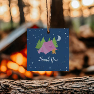Camping Sleepover Pink Zelt Vielen Dank Geschenkanhänger