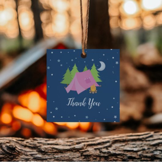 Camping Sleepover Pink Zelt Vielen Dank Geschenkanhänger