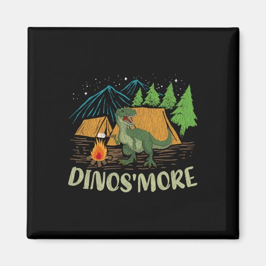 Camping S'more Dinosaur Lover Funny Dinosaur Campi Magnet (Vorne)