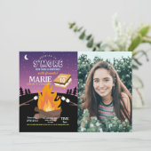 Camping S'More Party Camp Fire Girls Foto Einladung (Stehend Vorderseite)