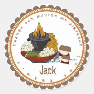 Camping S'mores Geburtstags-Gastgeschenk-Aufkleber Runder Aufkleber