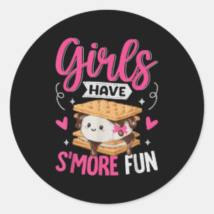 Camping Smores Girls haben mehr Spaß Niedlich Kawa Runder Aufkleber