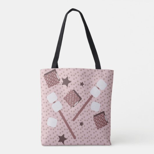 Camping Smores Marshmallows Biscuits Campfire Rosa Tasche (Rückseite)