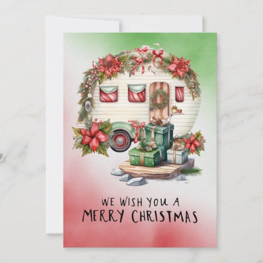 Camping Snowman Christmas Themed Feiertagskarte (Vorderseite)