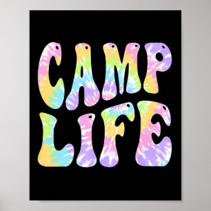 Camping Sommer für Mädchen Sommercamp Tie-Dye Retr Poster
