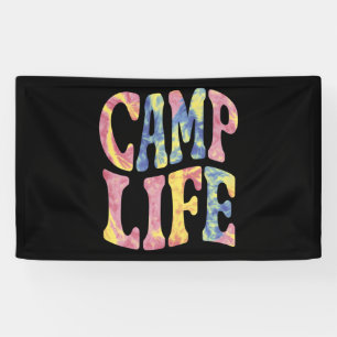 Camping Sommer Mädchen Camp Leben Tie-Die Retro  Banner