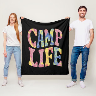 Camping Sommer Mädchen Camp Leben Tie-Die Retro  Fleecedecke