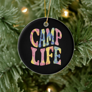 Camping Sommer Mädchen Camping Leben Tie-Dye Retro Keramik Ornament