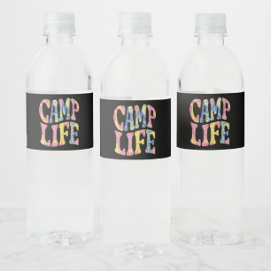 Camping Sommer Mädchen Camping Leben Tie-Dye Retro Wasserflaschenetikett