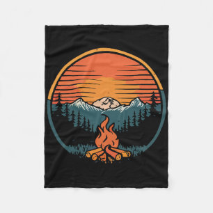 Camping-Sonnenuntergang Lagerfeuer Retro-Camping C Fleecedecke
