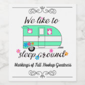 Camping Spaß / "Wir schlafen gerne herum!" Weinetikett (Einzelnes Label)