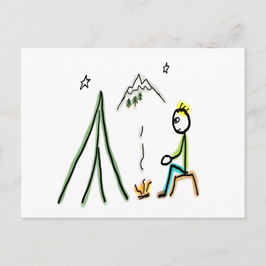Camping Stickman Postkarte (Vorderseite)