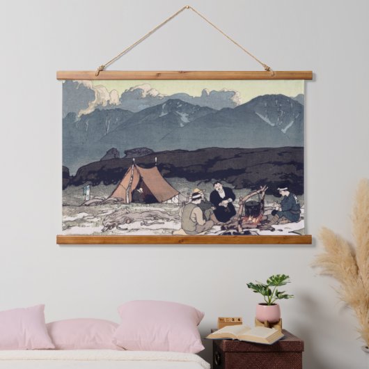 Camping Südjapanische Alpen Yoshida Hiroshi 1928 Wandteppich Mit Holzrahmen (Schlafzimmer)