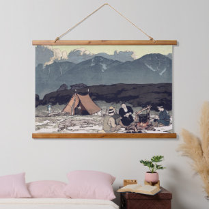 Camping Südliche Japan-Alpen Yoshida Hiroshi 1928 Wandteppich Mit Holzrahmen