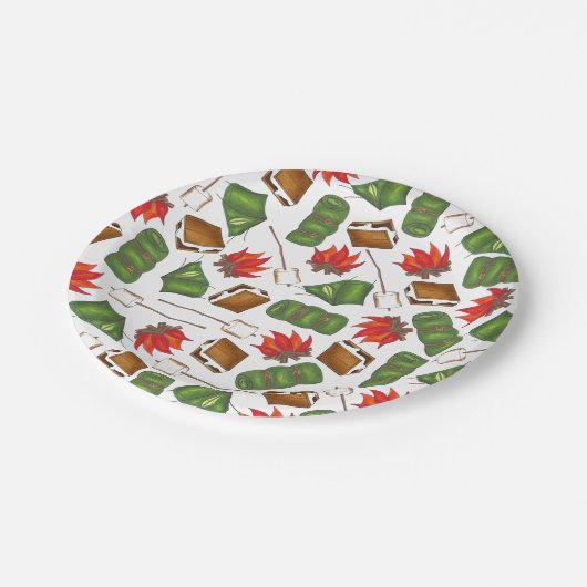 Camping Summer Camp Campfire Zelt S'mores Außenber Pappteller (Schrägansicht)