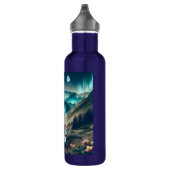 Camping Szene mit Bergen und Zelt Edelstahlflasche (Rechts)