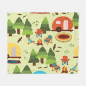 Camping-Szene, nahtlos Vintages Muster Fleecedecke (Vorderseite (Horizontal))