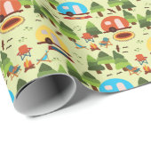 Camping-Szene, nahtlos Vintages Muster Geschenkpapier (Rolleneckpunkt)