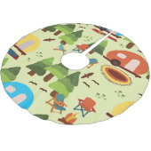Camping-Szene, nahtlos Vintages Muster Polyester Weihnachtsbaumdecke (Schrägansicht)