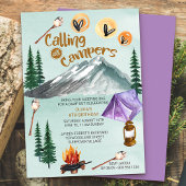 Camping-Szene ruft alle Campers Girls zum Geburtst Einladung