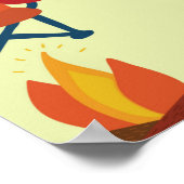 Camping-Szene - Wohnwagen, Camping-Stühle, Feuerpl Poster (Ecke)