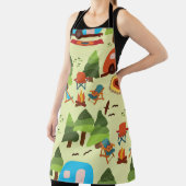 Camping-Szene - Wohnwagen, Camping-Stühle, Feuerpl Schürze (InSitu)