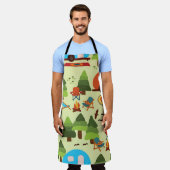 Camping-Szene - Wohnwagen, Camping-Stühle, Feuerpl Schürze (Getragen)