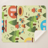 Camping-Szene - Wohnwagen, Camping-Stühle, Feuerpl Sherpadecke (Vorderseite (Horizontal))