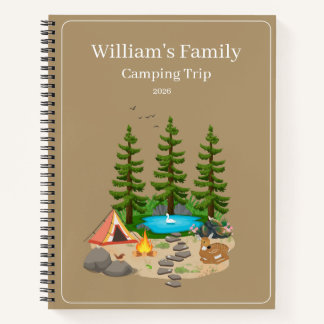 Camping-Tagebuch mit Camping-Illustration Notizblock