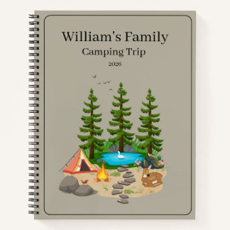 Camping-Tagebuch mit Camping-Illustration Notizblock