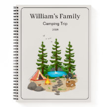 Camping-Tagebuch mit Camping-Illustration