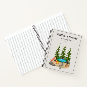 Camping-Tagebuch mit Camping-Illustration Notizblock
