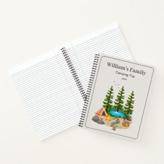 Camping-Tagebuch mit Camping-Illustration Notizblock