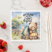 Camping Teddy Bär Camper essen Schlaf wiederholen Serviette (Beispiel)
