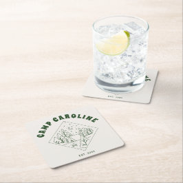 Camping Thema Junggeselinnen-Abschied Green Rechteckiger Pappuntersetzer