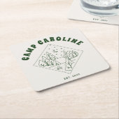 Camping Thema Junggeselinnen-Abschied Green Rechteckiger Pappuntersetzer (angewinkelt)