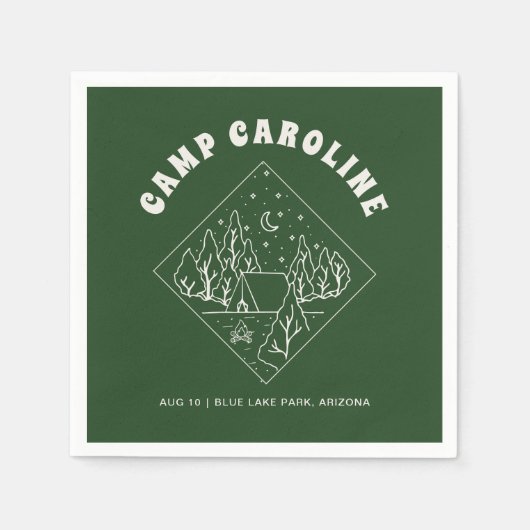 Camping Thema Junggeselinnen-Abschied Green Serviette (Vorderseite)