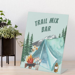 Camping Theme Editable Party Food Bar Station Sockelschild