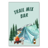 Camping Theme Editable Partys Food Bar Sign Tischnummer (Vorderseite)