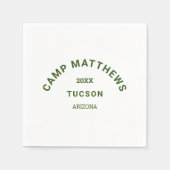 Camping Theme Forest Green Familienwappen Serviette (Vorderseite)