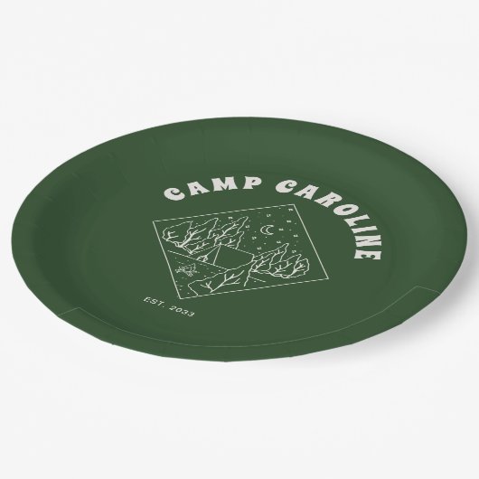 Camping Theme Junggeselinnen-Abschied Pappteller (Schrägansicht)