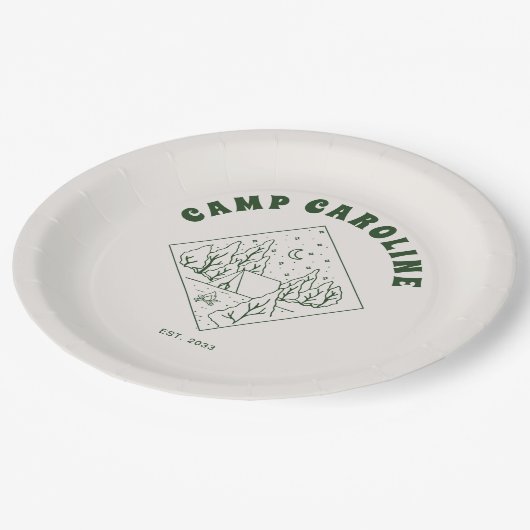 Camping Theme Junggeselinnen-Abschied Pappteller (Schrägansicht)