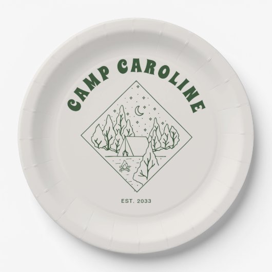 Camping Theme Junggeselinnen-Abschied Pappteller (Vorderseite)