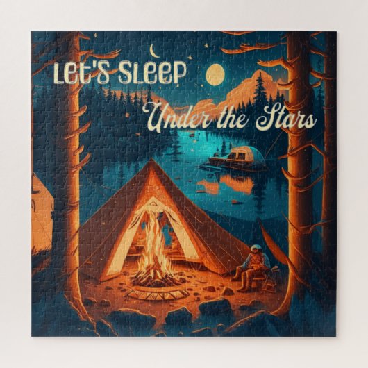 Camping Themed Art | Schlaf unter den Sternen Puzzle (Vertikal)