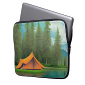 Camping Themed Art | Zelt am See im Wald Laptopschutzhülle (Vorderseite Links)