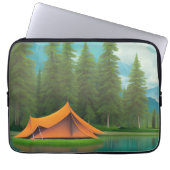 Camping Themed Art | Zelt am See im Wald Laptopschutzhülle (Vorderseite)